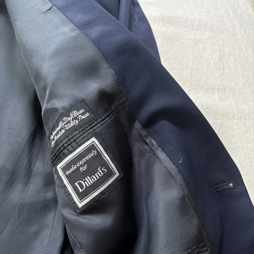 Vtg USA Made Christian Dior 42 Navy Blue Gold Button Blazer Jacket Sport Coat